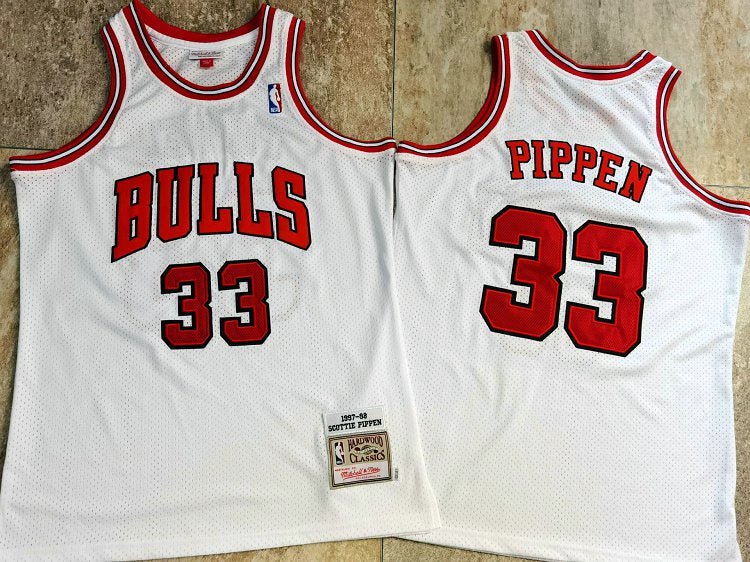 #33 Pippen chicago bulls Authentic M&N jersey white גופיית כדורסל - Sport&more