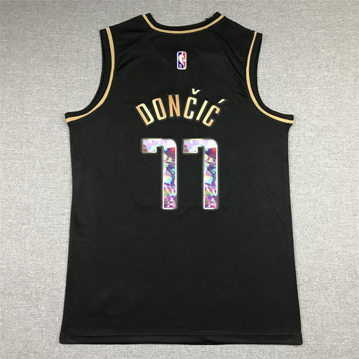 #77 Doncic Dallas Mavericks Diamond Edition Black Gold jersey - Sport&more