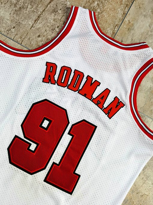 #91 Rodman chicago bulls Authentic M&N jersey white גופיית כדורסל - Sport&more