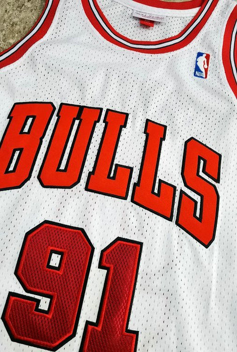 #91 Rodman chicago bulls Authentic M&N jersey white גופיית כדורסל - Sport&more